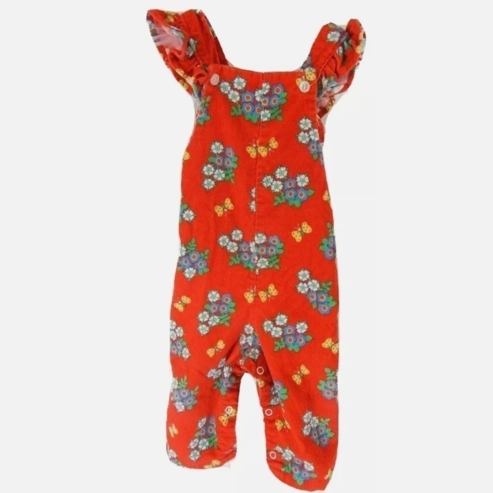 Healthtex Vintage 1980's Floral Butterfly Corduroy Overalls